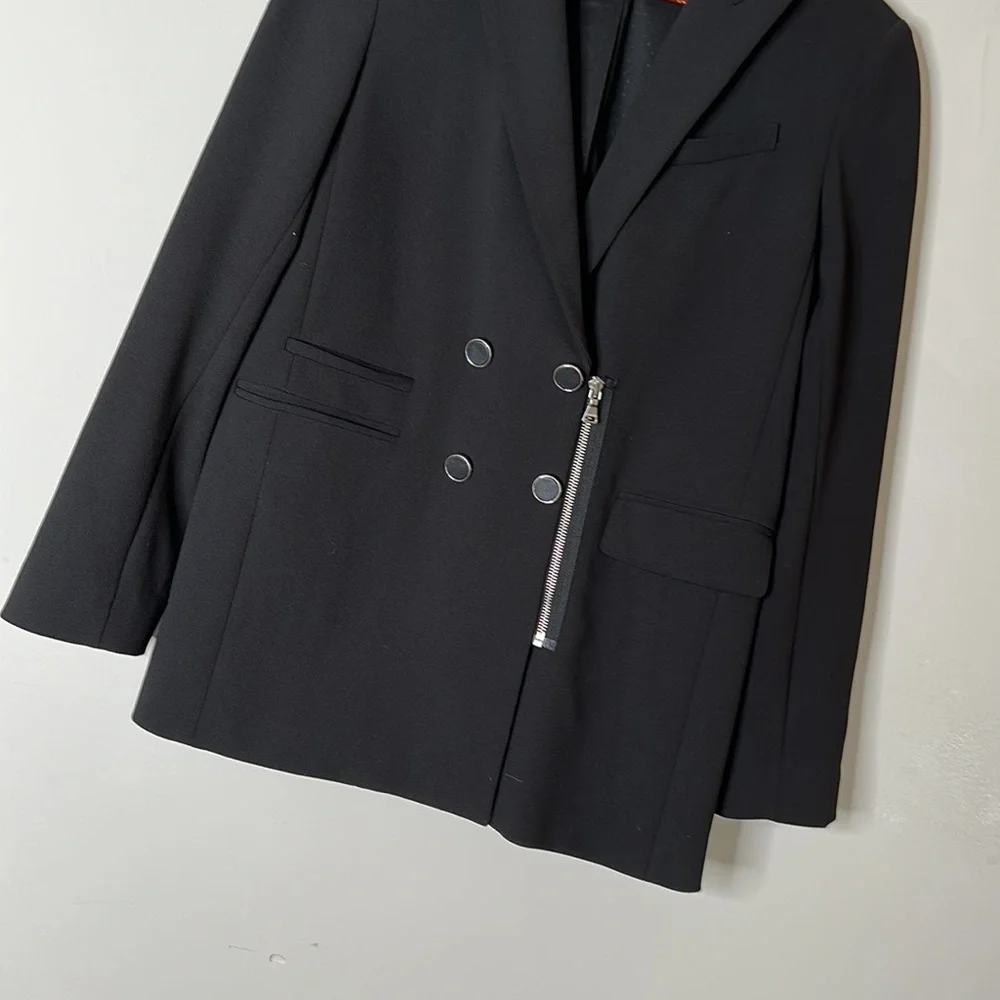 EXPRESS Black Double Breasted Women’s Zip jacket Blazer size Medium - Picture 2 of 4